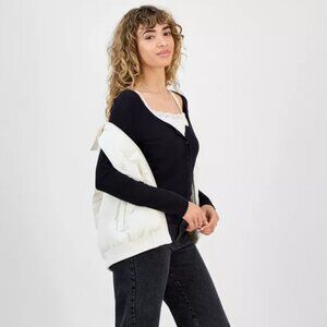 Hippie Rose Juniors' Layered-Look Twofer Cardigan Top NWT Sz L